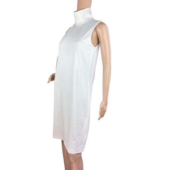 Club Monaco Women White High Neck Sleeveless Knee Length Sheath Dress Size M - Picture 3 of 9